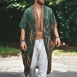 Hawaii Vacation Beach Cloak Men Summer Fashion Graphic Print Patchwork Loose Long Shirt Beachwear Mens Clothes Leisure Cardigans