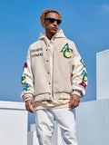 Baseball uniform American casual personality floral towel embroidered flocking jacket men and women tide brand baseball jacket