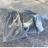 Foesce Cotton Solid Suit Summer Casual Short-sleeved T-shirt + Elastic Waist Shorts Suit Female Preppy Loose Versatile Sports 2pcs Suit