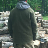 Vintage Turn-down Collar Buttoned Solid Jackets Men Fall Fashion Loose Long Sleeve Pockets Coats Spring Mens Leisure Outerwear