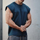 Men Tank Top Broad Shoulder Loose Vest Casual Mens Crop Top Workout Exercise Clothing Sleeveless Shirt Sports Running Top