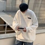 Foesce Harajuku Letter Graphic Sweatshirts Men's Label Round Neck Hoodies Spring Autumn Streetwear Unisex Pullovers