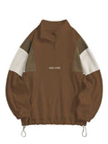 Foesce Hoodie for Men Fluffy Polar Fleece Sweatshirts New York Embroidery Turtleneck Hoodies Pullover Color Block Zipper Sweats