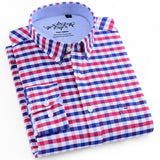 Men's Fashion Long Sleeve Solid Oxford Shirt Single Patch Pocket Simple Design Casual Standard-fit Button-down Collar Shirts