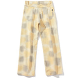 Foesce Plaid Stripes Leisure Pants Men Hip Hop Streetwear Fashion Vintage Pants High Street Loose Pants White Baggy Denim Pants