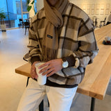 Winter Thicken Hoodie Men Warm Fashion Casual Plush Sweatshirt Men Korean Loose Thick Plaid Pullover Hoodie Mens Hoody M-2XL