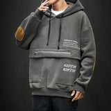 Foesce-Japanese Fashion Colorblock Letter Print Hoodie Men Autumn and Winter Sleeve Patch Plus Size Thick Hoodie Harajuku Men Clothing