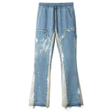 Foesce New Jeans High Street Do Old Brush Paint Hand-painted Stitching Jeans Men And Women Vibe Wind Straight Loose Micro Flared Pants