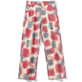 Foesce Plaid Stripes Leisure Pants Men Hip Hop Streetwear Fashion Vintage Pants High Street Loose Pants White Baggy Denim Pants