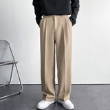 Foesce White Solid Men's Wide Leg Suit Pants Casual New Fashion Brand Male Trousers Baggy Korean Style Pants Clothing