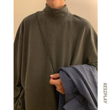 Winter Plush Thicken T Shirt Men Warm Fashion Casual Stand Collar Tshirt Mens Korean Loose Thick Long Sleeve T-shirt Men Tops