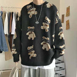 Foesce Bear Sweater Men's Tide Ins Ultrafire Autumn Winter Couples To Make The Bottom Line Shaping Wind Wild Loose Net Red Sweater