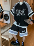 Hiphop Baseball Short-sleeved Suit Men's Bomber High Street Ice Hockey Shirt + Shorts American Basketball Sports Two-piece Suit