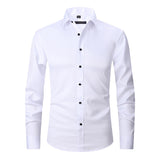 Spring and Autumn Elastic Shirt Men's Long Sleeve Large Luxury Business Casual Slim Solid Color Wrinkle Free Press