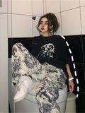 Cool Gothic Pants Women Casual Joggers High Waist Loose Female Hip Hop Trousers Korean Punk Pants Funny Capri Streetwear Femme