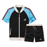 Suit Summer Track Men Fashion Leisure brand Men's Set Tracksuit Sportswear Male Sweatsuit Short Sleeves T shirt 2 piece set 4XL
