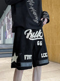 Y2K Retro Embroidered Basketball Shorts Men Summer American Loose Sports Pants High Street Tide Brand Five-point Pants