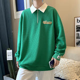 Zipper High Street Men Sweatshirt Stand-Up Collar Woman Hoodie Trendy Lovers Oversize Casual Sports  Long Sleeved Lapel Hoodie