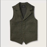 Foesce Men's Wool Blended Stand-collar Slim-fitting Vest Business Groomsmen Clothing Men Wedding Sleeveless Jacket