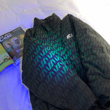 Fluorescence Plaid Pattern Puffer Jacket for Men Winter Fashion Trend Warm Clothing Teen Plus Size Bubble Coat Casual Streetwear