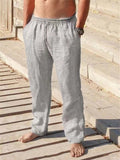 Men's Cotton Linen Pants Male Autumn New Breathable Solid Color Linen Trousers