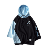 Foesce American Retro Half  Sleeve  Hoodies T-shirt Sweatshirts Men Hooded Casual  Young Hip Hop Male Lace Up Hoodies big X Print