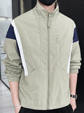 Spring New Patchwork Jacket Men Fashion Streetwear Casual Coat Green Black Stand Collar Harajuku Windbreaker Outwear