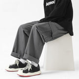 Foesce -New American Style Cotton Loose Multi-pocket Cargo Pants Men's Straight Casual Trousers Japanese High Street Pant for Men