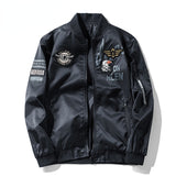 Winter Bomber Jacket Men Military Pilot Jacket Badge Fashion Double Side Wear Motorcycle Jacket Autumn Youth Men Clothing Pocket
