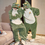 Winter Couple Pajamas Jumpsuits Women Men Warm Thicken Cartoon Shark Kawaii Sleepwear One-Pieces Lovers Pyjamas Hoodie