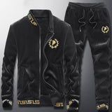 High end men's double-sided gold velvet J jacket suit warm and casual sportswear in autumn and winter
