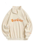 Hoodie for Men Polar Fleece Sweatshirts Letter Embroidered Turtleneck Streetwear Pullover Zipper Warm Unisex Sweats NEW