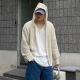 Vintage Knit Mesh Coat for Men Hole Hooded Cardigan Long Sleeve Tee Male Casual Summer Japanese Streetwear Hip Hop