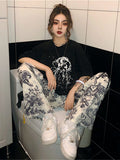 Cool Gothic Pants Women Casual Joggers High Waist Loose Female Hip Hop Trousers Korean Punk Pants Funny Capri Streetwear Femme