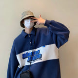 Foesce Polo Lapel sweater men's autumn and winter trend loose college style clothes spring and autumn fashion brand hoodless jacket