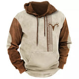 Vintage Men's Hoodies Winter Clothing Loose Casual American Western Cowboy Costume Streetwear Oversized Hoodie Man's Sweatshirt
