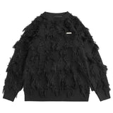 Distressed Tassel Sweaters Men's Oversized Streetwear Sweaters Black White Fashion Hip Hop Jumpers Knitted Pullovers