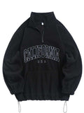 Foesce Men's Hoodies Fluffy Fleece Warm Sweatshirts Letters Embroidered Vintage Streetwear Pullover Sudaderas for Autumn Winter