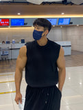Summer man knitted fitness vest men's I-back slim vertical stripe fashion sportswear breathable training sleeveless
