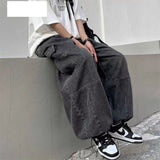 Foesce Spring Autumn Trousers y2k baggy jeans for men Wide leg Pants Pockets Elastic Waist Streetwear Loose comfortable Pants
