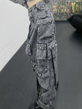 Foesce-High Street Men's Jeans Washed Denim Multi Pockets Solid Color Personalized Casual Male Pants Autumn Tide New
