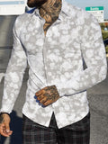 Vintage Print Mens Clothing Long Sleeve Turn-down Collar Button-up Shirts Spring Summer Fashion Mens Loose Shirt Streetwear