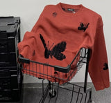 Winter Hip Hop Pullovers Butterfly Knitwear Sweaters Personality Clothes Men Streetwear Vintage Gothic Tops Sweaters Men