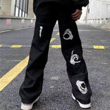 Foesce Y2K men's jeans European and American head printing straight loose large size men's and women's jeans trendy ins hot sale