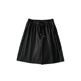 Foesce Summer New Strip Men Casual Shorts Harajuku Oversized Male Sport Short Pants Knee Length Elastic Waist Beach Trousers
