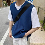 Autumn Sweater Vest Men's Fashion Retro Casual Knitted Sweaters Men Wild Loose Korean Fashion Pullover Mens Clothes
