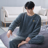 Foesce Funny Bear Cartoon Coral Fleece Pajamas For Men Winter Pijamas Warm Homewear Thick Flannel Pyjamas Plus Size Mens Sleepwear