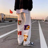 Letter embroidery straight pants tide brand hip-hop y2k high street wide-leg pants sportswear casual couple retro fashion loose