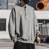 Fall Winter Korean Fashion Casual O Neck Solid Fleece Pullover Tops Men's Clothing Loose Streetwear Hoodie Sweatshirts Sudaderas