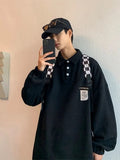 Foesce Retro Waffle Lapel Shirt Men Women Spring Autumn Long Sleeve Shirt American Patch Design High Street Jacket